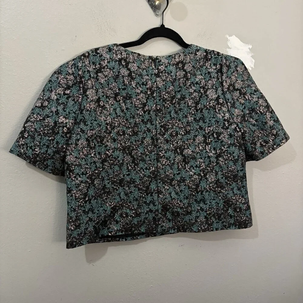Club Monaco Brocade Puff Sleeve Blouse Women 12